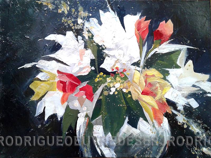 Peinture acrylique :  le pot de fleurs 